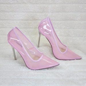 Jelly Translucent High Heel Pointy Toe Stiletto Pumps Shoes Pink Baker